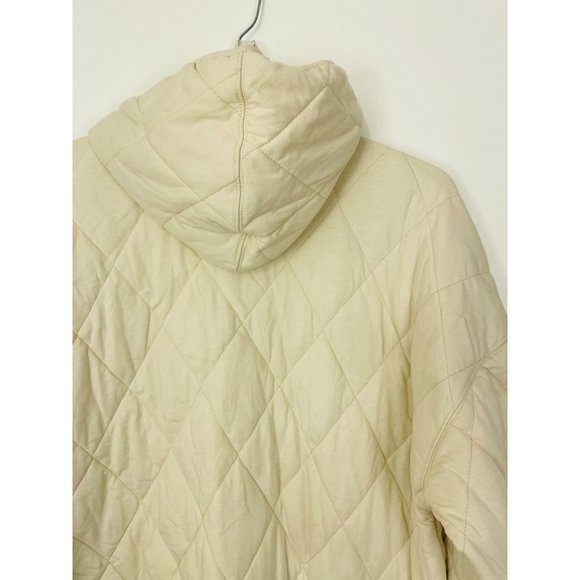 Wild Fable Womens Quilted Jacket Extra Large Ivory Puffer Zip Pockets Hooded New - Picture 6 of 11